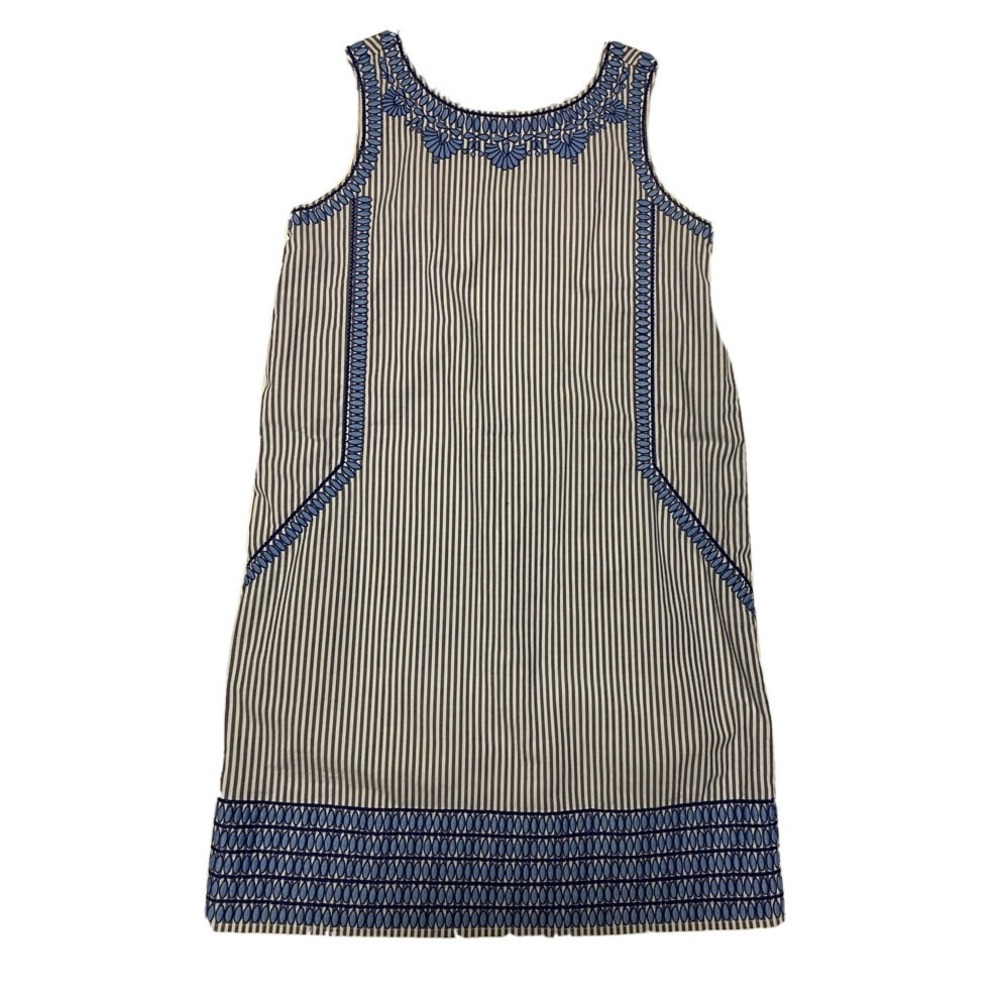 Vineyard Vines Dress ‎ 0 Blue White Stripe Embroidered Sleeveless Lined SI16